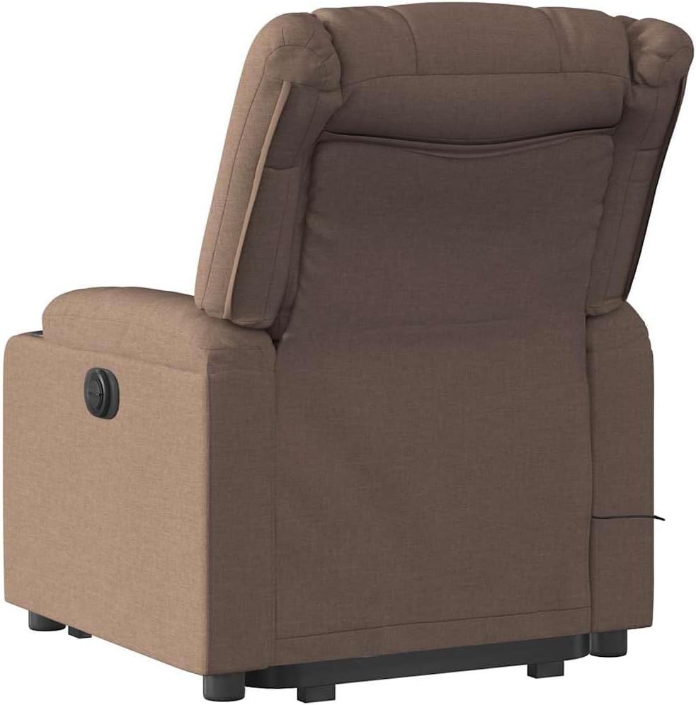 Massagestoel – Elektrische Relaxstoel – Televisiestoel – Ligstoel – Opstahulp – Elektrische Ligfunctie – Bruine Stof – Kantelbaar tot 135°