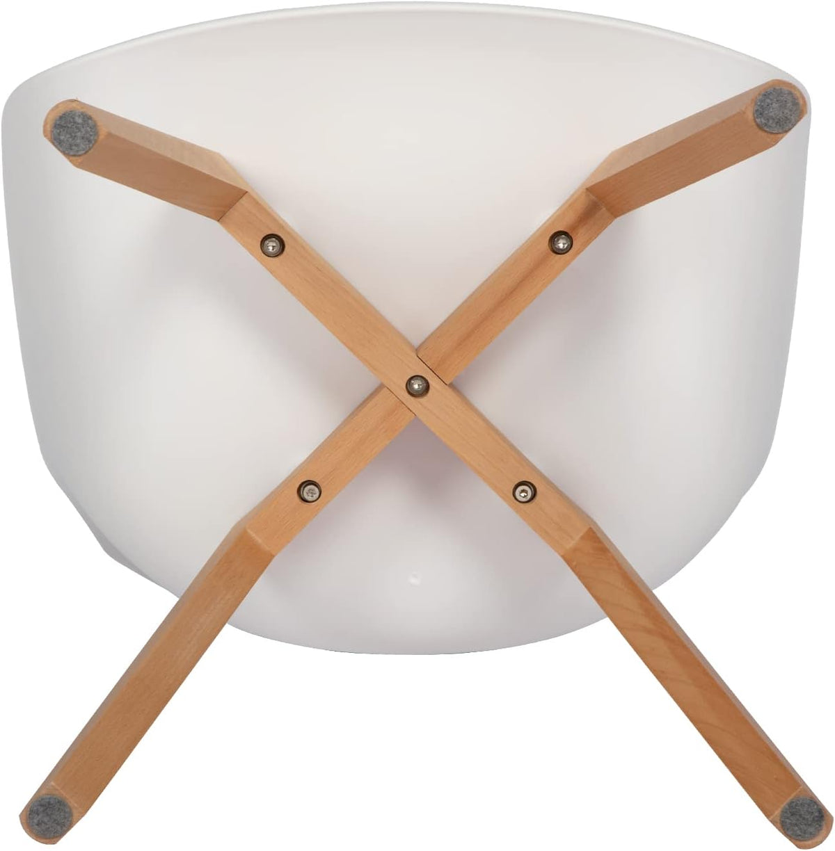 EGGREE Set van 4 eetkamerstoelen met poten van massief beukenhout, retro design, keukenstoelen van hout, wit, woonkamerstoel met armleuningen