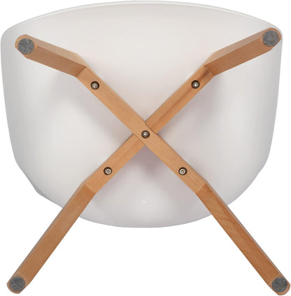 EGGREE Set van 4 eetkamerstoelen met poten van massief beukenhout, retro design, keukenstoelen van hout, wit, woonkamerstoel met armleuningen