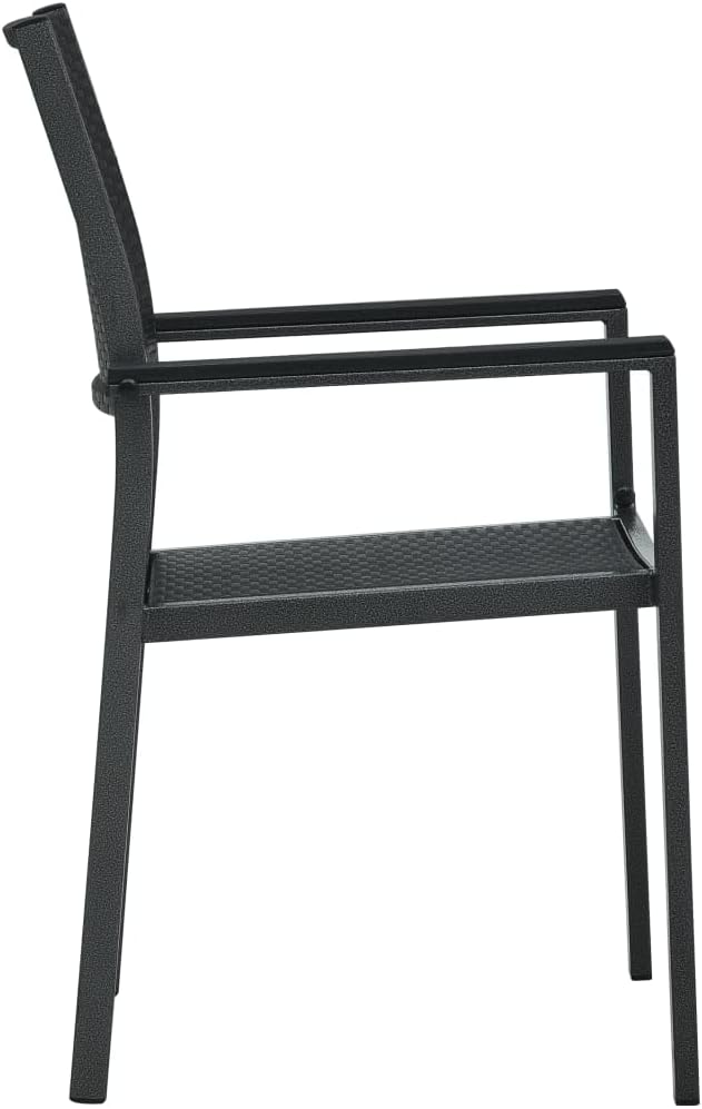 Tuinstoelen, set van 2, zwart, kunststof, rotan-look, balkonstoel, terrasstoel, eetkamerstoelen voor terras, tuin en balkon - QUORE