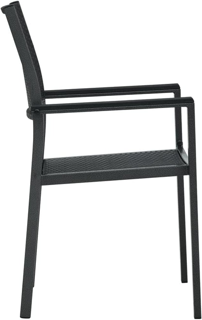 Tuinstoelen, set van 2, zwart, kunststof, rotan-look, balkonstoel, terrasstoel, eetkamerstoelen voor terras, tuin en balkon - QUORE