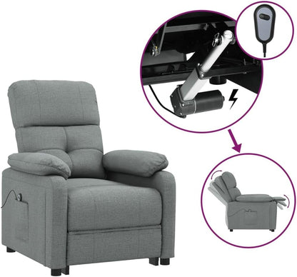 Relaxstoel, elektrisch, donkergrijs, stof, tv-stoel met ligfunctie, enkele ligstoel, relaxstoel voor woonkamer, slaapkamer, A1 - QUORE