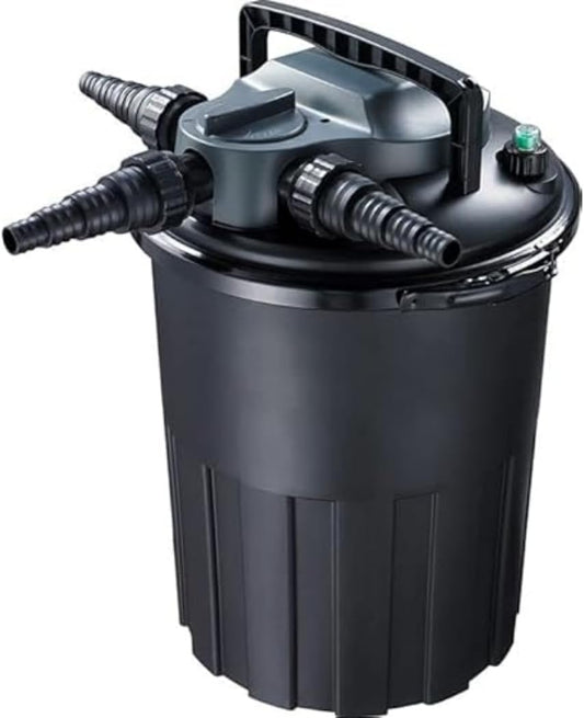 AquaForte CBF-12000 Druktfilter met PL 24 Watt UV-C en Backwash Functie, Eenvoudig Onderhoud, Max. Flow 6 m3 per Uur, Max. Vijver 12 m3, Afmeting Ø41 x 51 cm, Voor Vijvers Zonder Koivissen