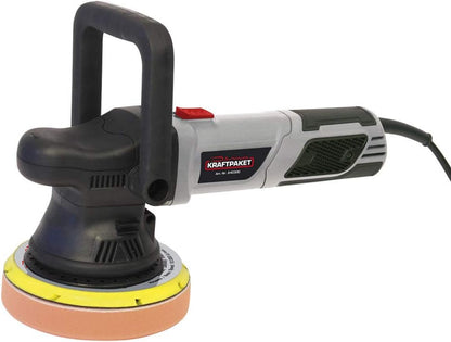 Dino KRAFTPAKET 640302 9 mm - 900 W excentrische polijstmachine, traploos in XXL-set met 125 mm, 150 mm steunschijf, polijstspons, polijstpad, tas voor auto, boot, grijs