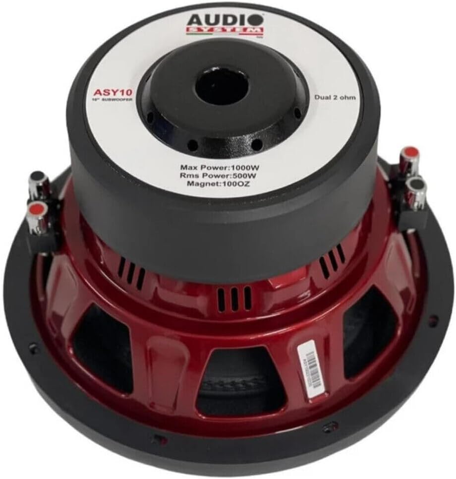 KIT SET VOOR AUDIO SYSTEM ASY10 ASY-10 1 subwoofer 25 cm 10" diameter, dubbele spreekspoel, dubbele spreekspoel, 2+2 ohm, 500 watt rms 1000 watt max, 1 stuk