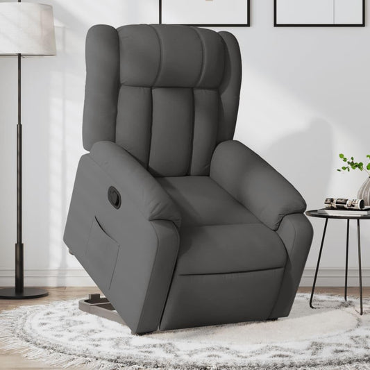 Relaxstoel Met Opstahulp – Relaxfauteuil – TV Stoel – Ligstoel – Elektrische Opstahulp – Handmatig Kantelsysteem – Donkergrijze Stof – Maximaal Comfort en Stevig Frame