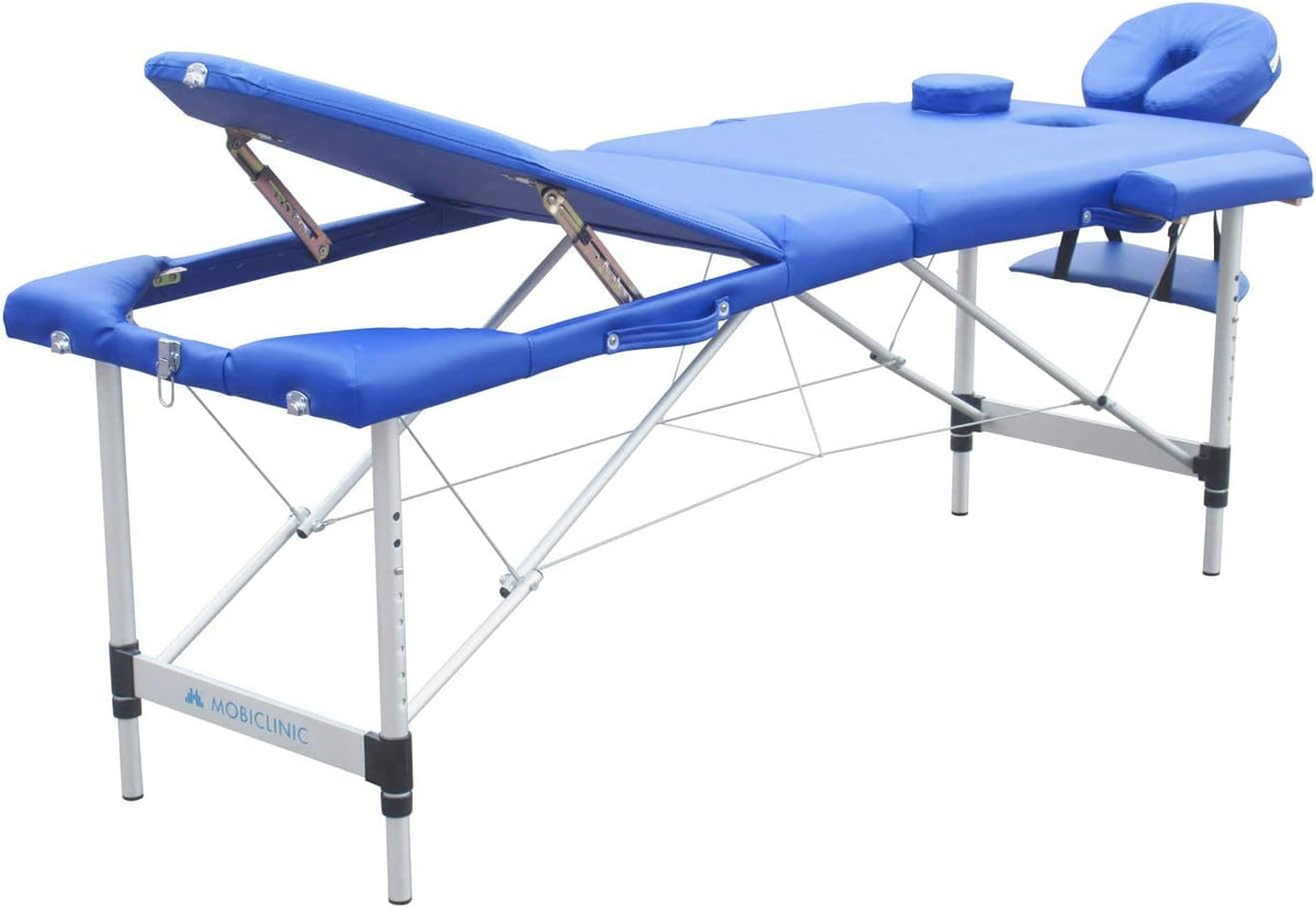 Mobiclinic®, Inklapbare Massagetafel, Model, CA-01 Plus, Hout, Draagbaar, 186 x 60 cm, Voor Massage Tattooages Meer, Veilig, Verstelbaar, Comfortabel, Blauw