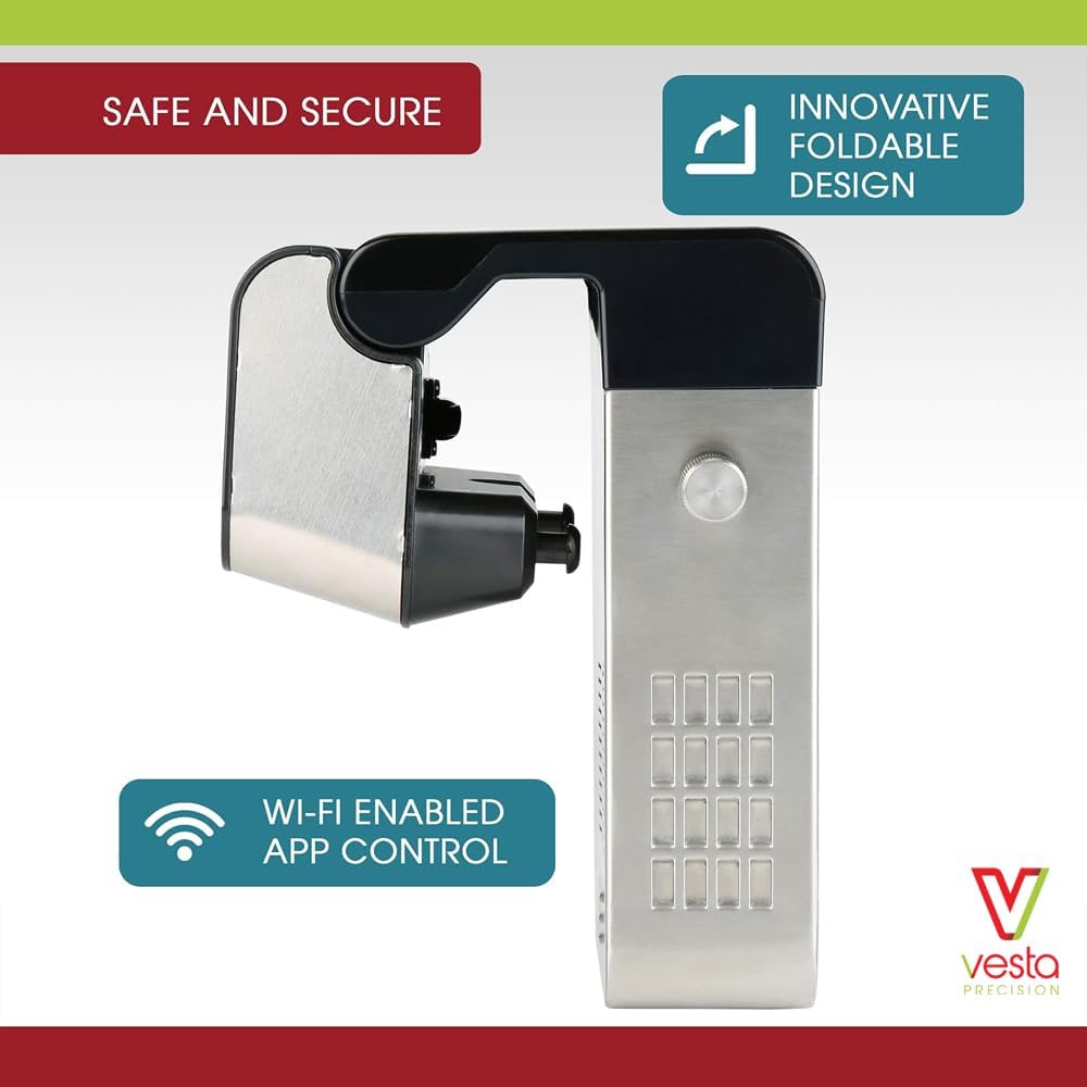 Vesta Precision Imersa Expert SV320 Professionele Thermocirculator Roner voor koken op lage Temperatuur | Inclusief Wi-Fi Control-app en timer | Zwarte vacuüm kookmachine