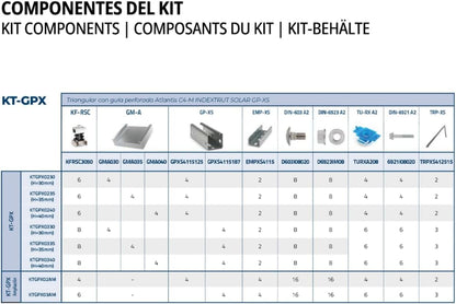 INDEX A PERFECT FIXING KTGPX0240 [KT-GPX] Driehoekig frame voor 2 zonnepanelen met 40 mm frame, voor plat dak, kit met gatgeleiders en verstelbare driehoeken, 1 stuk