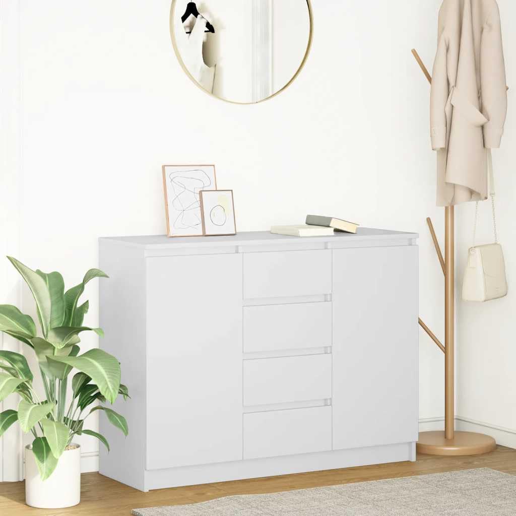 vidaXL Dressoir met lades 100,5x35x76 cm spaanplaat wit, opbergkast, dressoirkast, gangkast, buffetkast, keukenopbergkast, woonkamer opbergkast