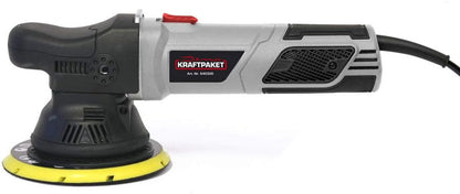 Dino KRAFTPAKET 640302 9 mm - 900 W excentrische polijstmachine, traploos in XXL-set met 125 mm, 150 mm steunschijf, polijstspons, polijstpad, tas voor auto, boot, grijs