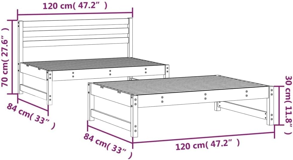 2-piece garden-lounge set balcony furniture lounge furniture outdoor garden lounge furniture set lounge set garden furniture solid pine - QUORE