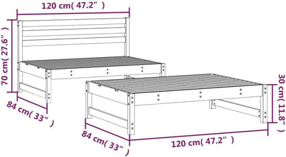 2-piece garden-lounge set balcony furniture lounge furniture outdoor garden lounge furniture set lounge set garden furniture solid pine - QUORE