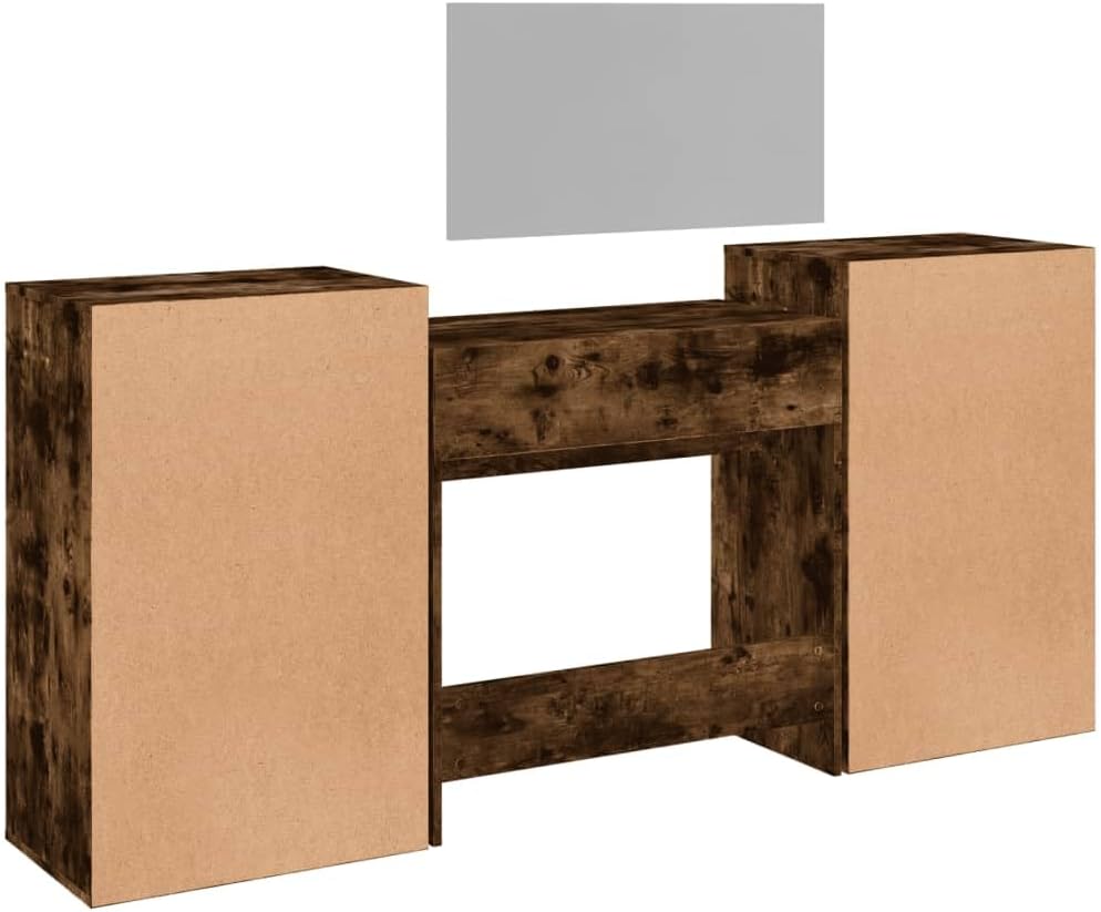 4-Piece Dressing Table Set, Dressing Table with Mirror, Dressing Table, Dressing Table, Dressing Table, Dressing Table, Dressing Table with Storage Space for Bedroom, Oak Wood-Based Oak - QUORE