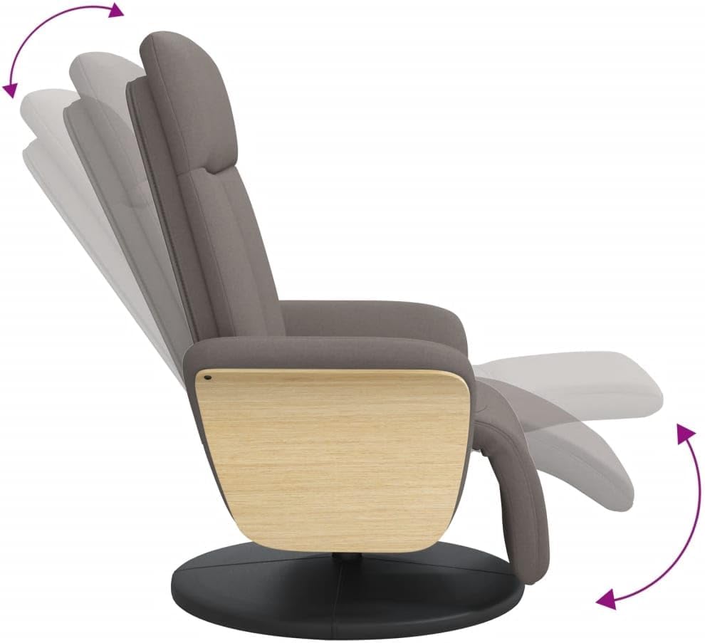 Relaxstoel met voeteneinde taupe stof tv-stoel met ligfunctie, enkele ligstoel, relaxstoel voor woonkamer, slaapkamer - QUORE