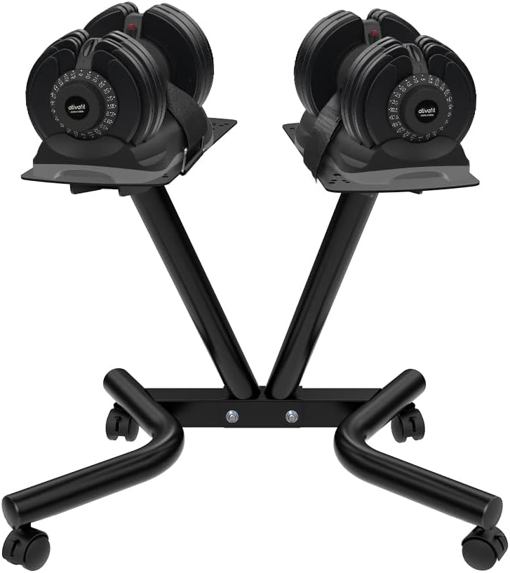 Ativafit Adjustable Dumbbell Stand Fitness Dial Dumbbell Rack with Adjustable Strap for Home Gym Set - QUORE