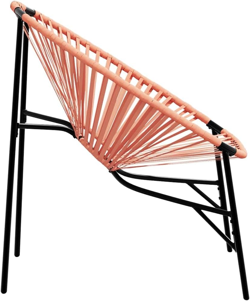 Polyrattan Garden Chair in Egg Shape Black and Orange Comfortable Outdoor Relax Chair with Powder Coated Steel Frame Weatherproof - QUORE