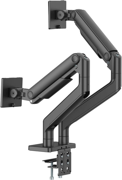 DIGITUS monitorbeugel – 2 schermen – tot 45 inch – draagvermogen 20 kg – mechanische veer – voor platte en gebogen monitoren – VESA 75x75 100x100 – draaien, zwenken, kantelen – zwart
