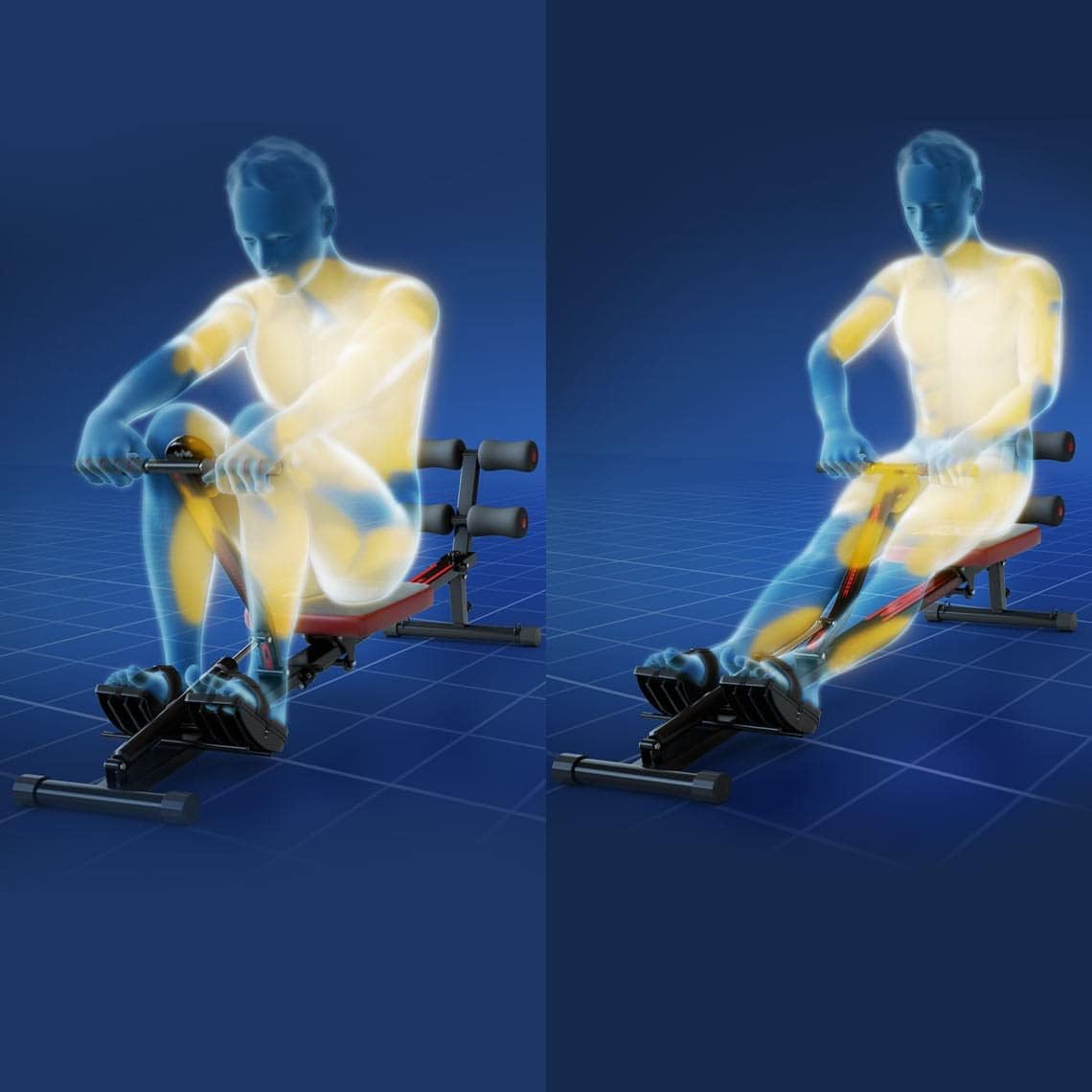 Kendox RowShaper - Rowing machine for home - Fitness device for cardio and strength training - Fitness Rowing device with LCD display for home training - Load capacity up to 120 kg - QUORE