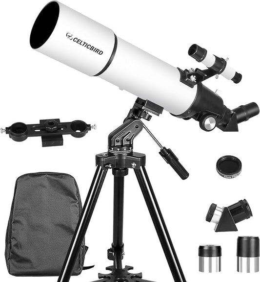 Telescoop 80 mm opening 600 mm – astronomische refractie-telescoop voor volwassenen en beginners – reisteelescoop AZ-montage met rugzak, maanfilter