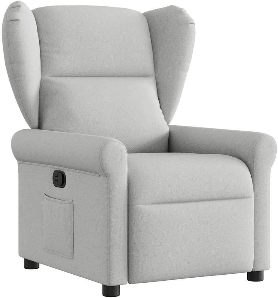 Relaxstoel – Fauteuil – Loungestoel – TV Stoel – Ligstoel – Wolkengrijs Stof – Handmatige Ligfunctie – Stevig Hout-Metaal Frame