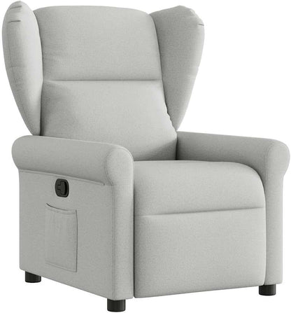 Relaxstoel – Fauteuil – Loungestoel – TV Stoel – Ligstoel – Wolkengrijs Stof – Handmatige Ligfunctie – Stevig Hout-Metaal Frame