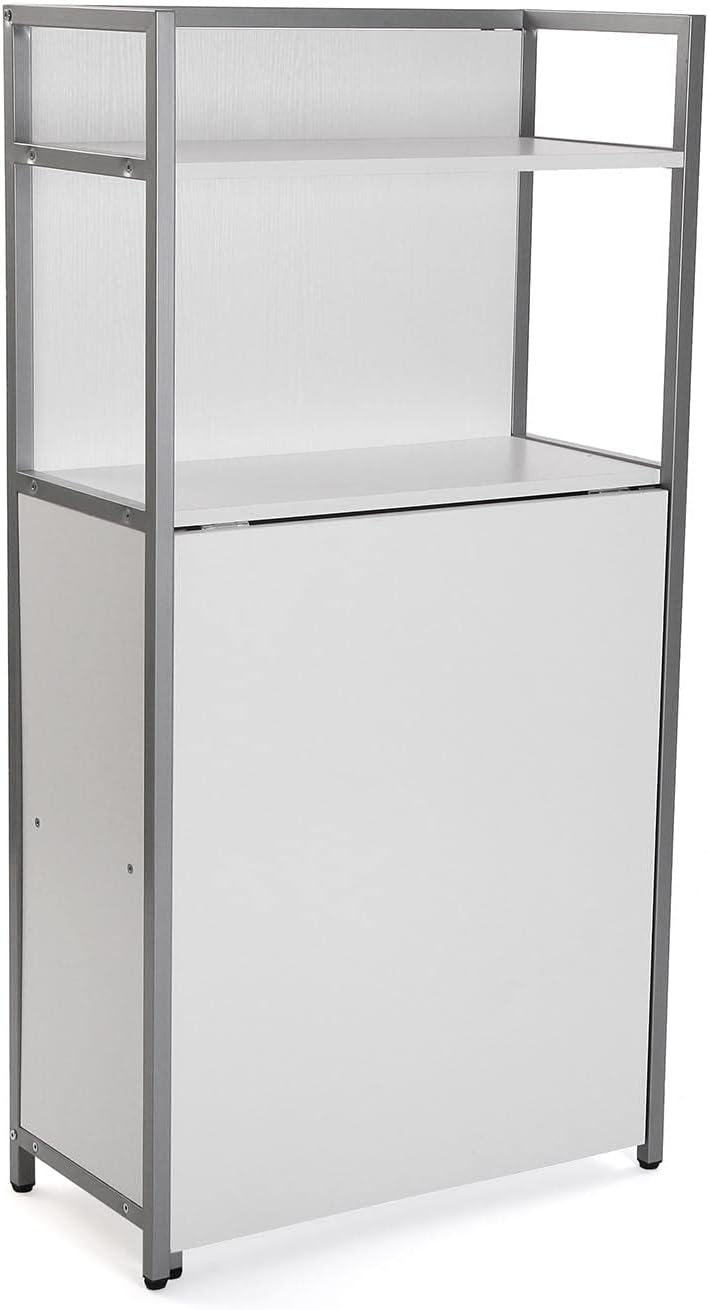 Versa Blumenau Eettafel met schappen voor keuken, terras, tuin of eetkamer, Inklapbaar werkblad, Afmetingen (H x B x H) 120 x 30 x 62 cm, Hout, PVC en Metaal, Kleur Wit