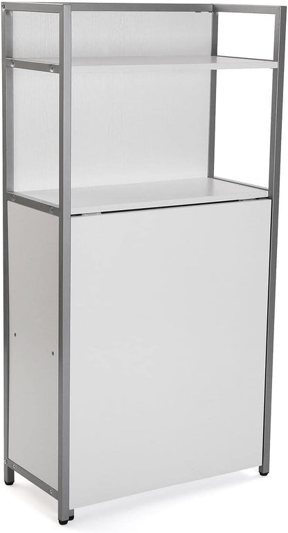 Versa Blumenau Eettafel met schappen voor keuken, terras, tuin of eetkamer, Inklapbaar werkblad, Afmetingen (H x B x H) 120 x 30 x 62 cm, Hout, PVC en Metaal, Kleur Wit