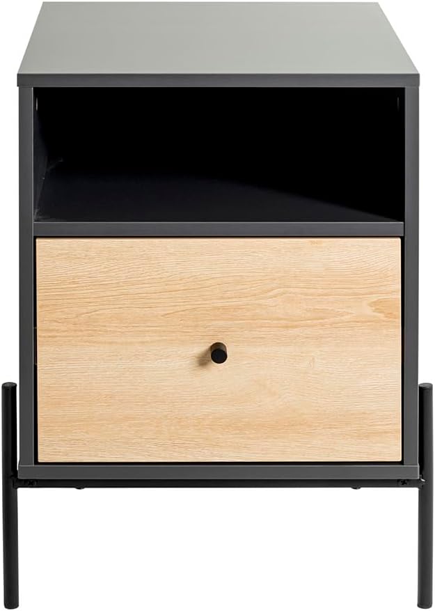 HAKU Consoletafel, antraciet, eiken, zwart, MDF, metaal, afmetingen: B 45 x H 60 x D 47 cm, stijl: modern