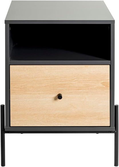 HAKU Consoletafel, antraciet, eiken, zwart, MDF, metaal, afmetingen: B 45 x H 60 x D 47 cm, stijl: modern
