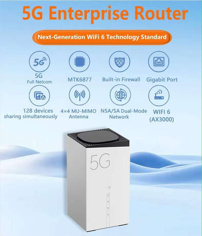 5G router met simchip MTK WIFI 6 AX3000 3 LAN/2.5Gbps LAN 5G NR TDD Max.4.61Gbps(s DL)/1.25Gbps(s) UL Dual Band Modem 2.4GHz 5.0GHz 802.11 a/b/g/n/ac/ax