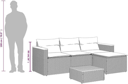 vidaXL 3-Piece Lounge Set with Cushions Poly Rattan Black Garden Set Garden Furniture Patio Set Garden Furniture Lounge Sofa Lounge Set Garden - QUORE