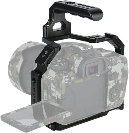 Camerakooi met Bovenhandgreep voor 90D/80D/70D – Camera Cage – DSLR Rig – Camera Rig – Videokooi – Aluminiumlegering – NATO Rail en 2 Cold Shoe