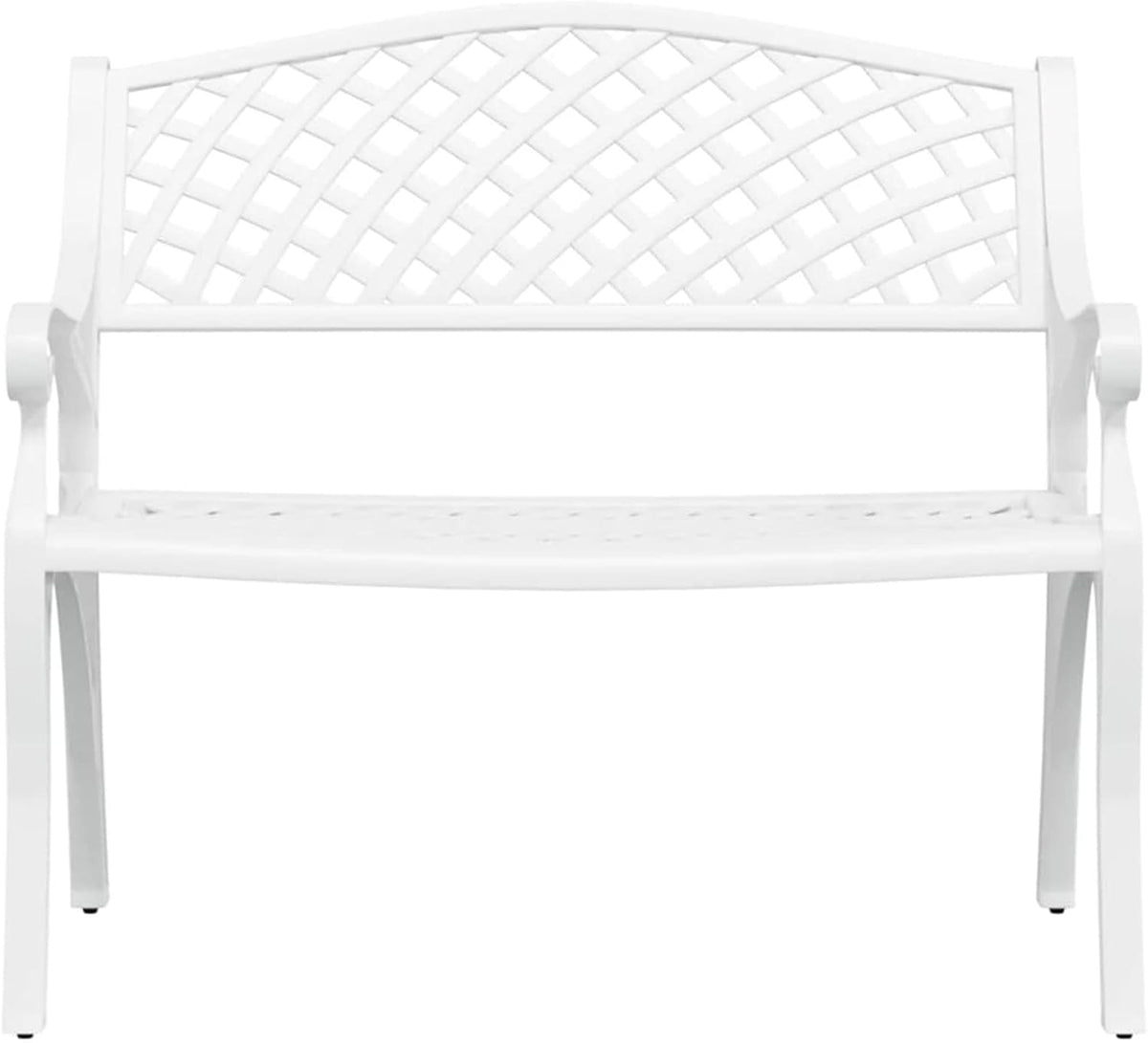 Garden Bench 102 cm Cast Aluminium White Outdoor Bench Furniture - QUORE