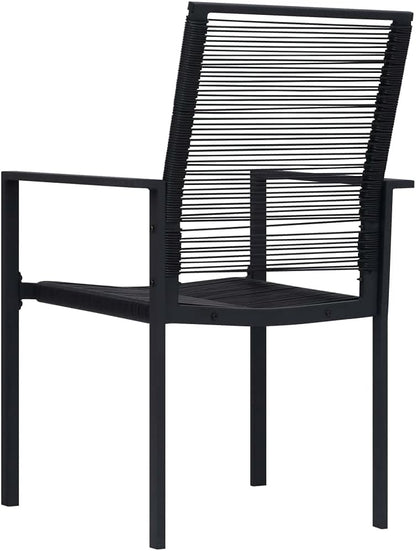 Garden Chairs Set of 4 PVC Rattan Black Balcony Chair Patio Chair Dining Chairs for Patio, Garden and Balcony - QUORE