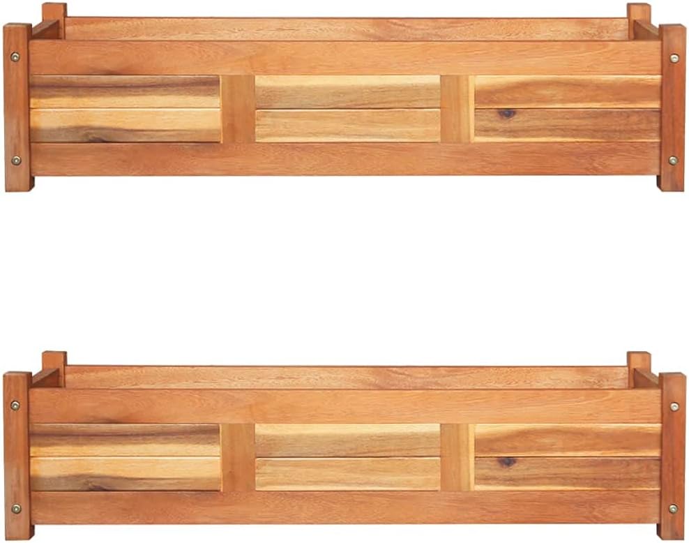 Trellis Trellis Flower box, Trellis with planter for garden, terrace and balcony! Garden raised beds 2 pieces acacia wood 100x30x25cm - QUORE