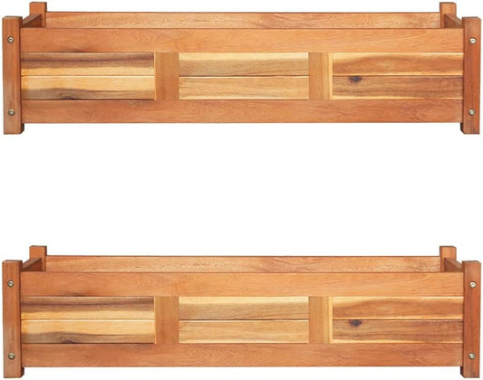 Trellis Trellis Flower box, Trellis with planter for garden, terrace and balcony! Garden raised beds 2 pieces acacia wood 100x30x25cm - QUORE