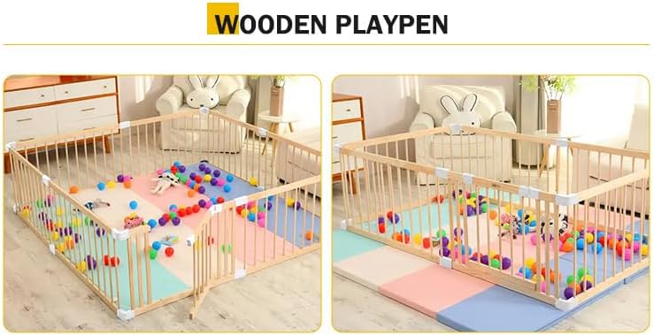 Ground box baby - Solid pine wood - Safe unlacquered baby box with door - TOP QUALITY & Easy assembly in 10 min - 190x190cm or 180x200cm - QUORE
