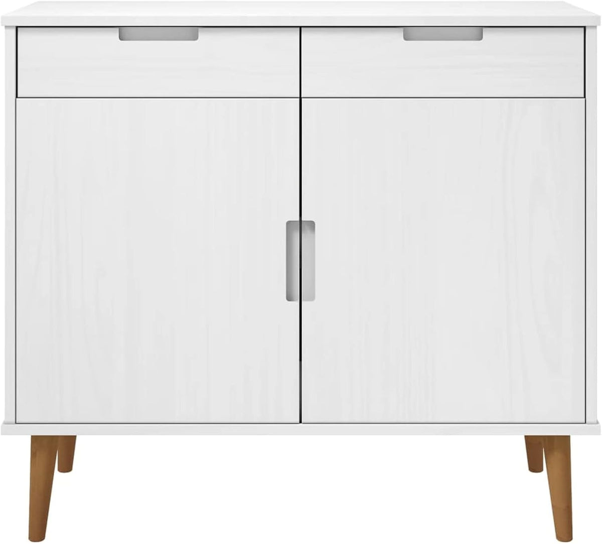 Sideboard Living Room Cabinets Living Room Angled Storage Cabinet Sideboard MOLDE White 90x40x80cm Solid Wood Pine - QUORE