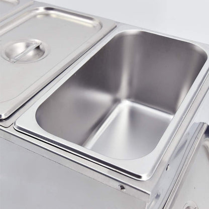 TAIMIKO Bain Marie Elektrische roestvrij staal, 220 V, professioneel, commercieel, met 3 potten, met afvoerkraan, temperatuurregeling