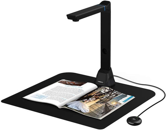 VIISAN VK16 draagbare boek- en documentscanner 16MP hoge definitie, max. scanbereik A3. Dubbele boekpagina's gladmaken en splitsen. scanner met meertalige OCR teksherkennning. Twain. Windows & Mac