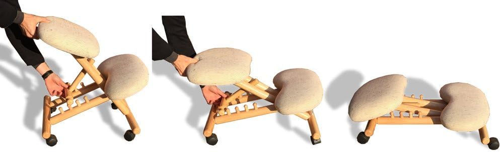 cinius Ergonomische stoel, orthopedisch, kniestoel, computerstoel, kniekruk, stof, natuurlijke kleur