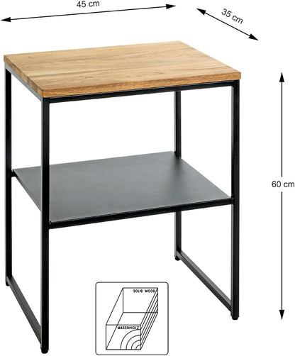 HAKU Bijzettafel, massief hout, eikenhout, zwart, B 45 x D 35 x H 60 cm
