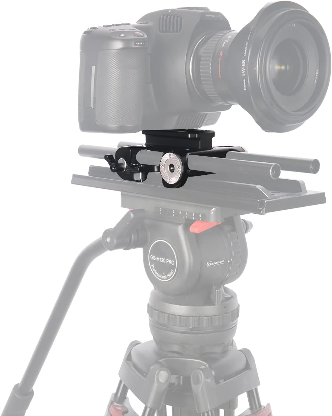 Multifunctionele camera-basisplaat met 15 mm stangrailklem, NICEYRIG universele camera-grondplaat met 2 Arri standaardversnellingen en 15 mm railbevestiging voor DSLR-installatiesysteem-513
