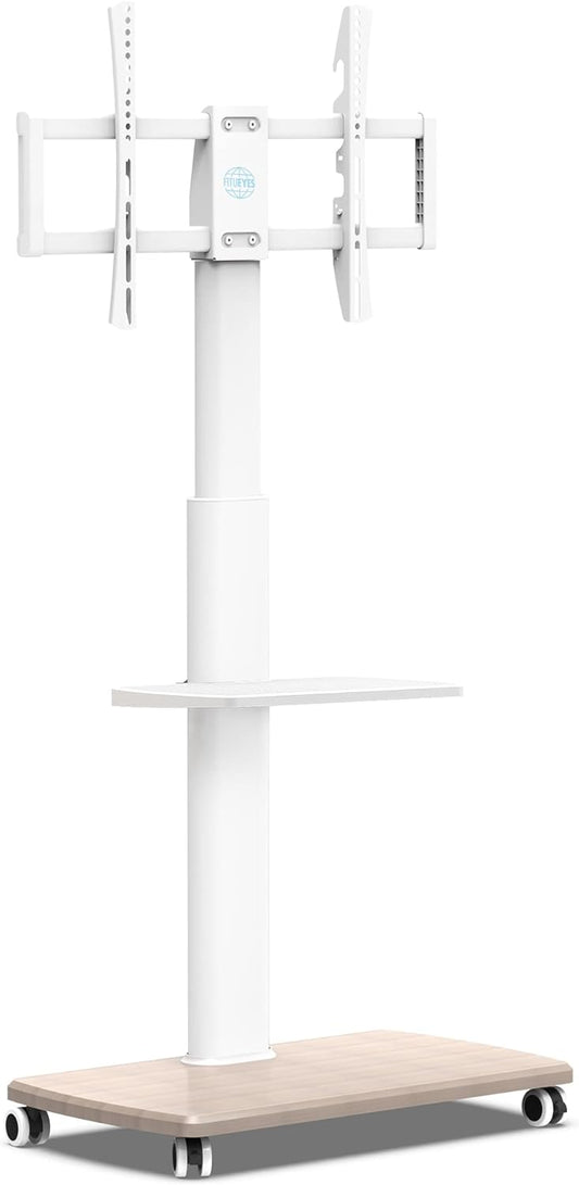 TV Standaard Verrijdbaar Wit – TV Trolley – TV Vloerstandaard – TV Stand Op Wielen – Mobiele TV Standaard – Geschikt Voor 32 Tot 70 Inch – Draaibaar En In Hoogte Verstelbaar