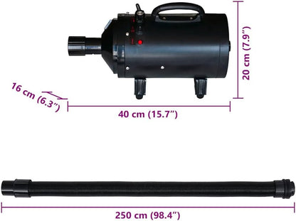 vidaXL Pet Hair Dryer Double Motor Hair Dryer Pet Dryer Black
