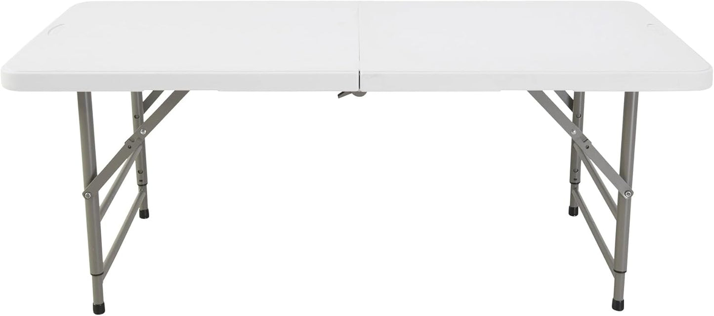 Klaptafel in hoogte verstelbaar van 122 x 60 x 50-74 cm en set met 4 klapstoelen van 51 x 45 x 85,5 cm, ideaal voor buiten