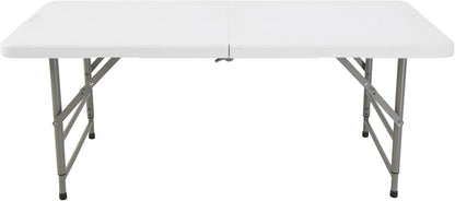 Klaptafel in hoogte verstelbaar van 122 x 60 x 50-74 cm en set met 4 klapstoelen van 51 x 45 x 85,5 cm, ideaal voor buiten