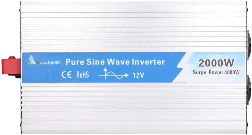 Extralink OPIP 2000 W omvormer 12 V naar 230 V, 2000 W, zuivere sinusgolf, spanningsomvormer voor auto, DC/AC, transformator 12 V naar 230 V, USB-poor