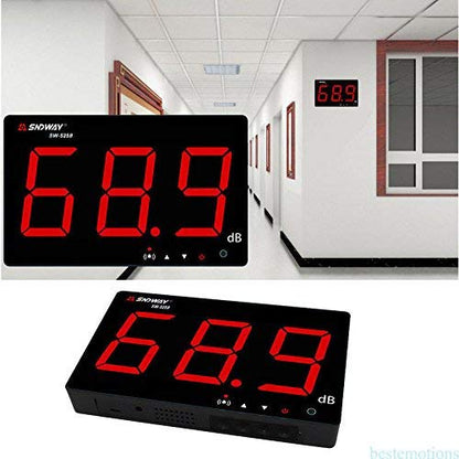 Fdit Digitale wandgemonteerde geluidsmeter, Decibel meter, geluidsniveau, geluidsmeter, tester, meetbereik 30-130 dB, nauwkeurigheid 1,5 dB met lcd-display